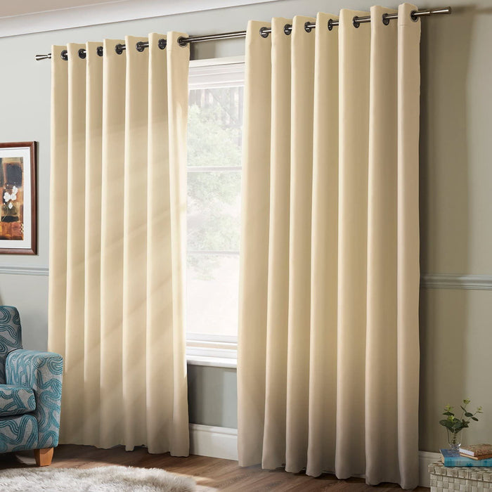 100% Blackout Cream Eyelet Curtains