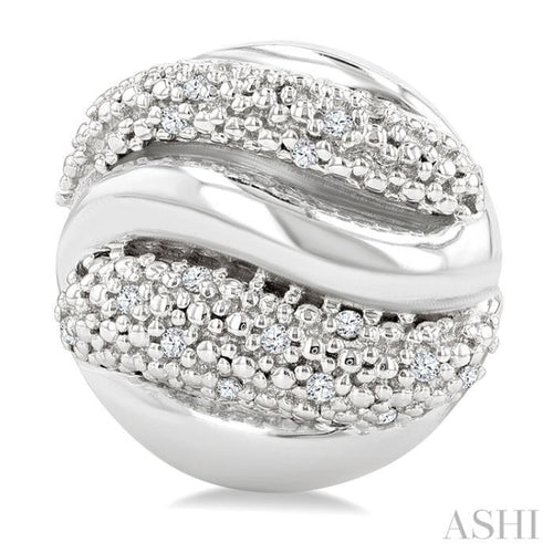1/10 Ctw Bold Twisted Rib Round Cut Diamond Pirouette Bold Fashion Stud Earrings in Sterling Silver