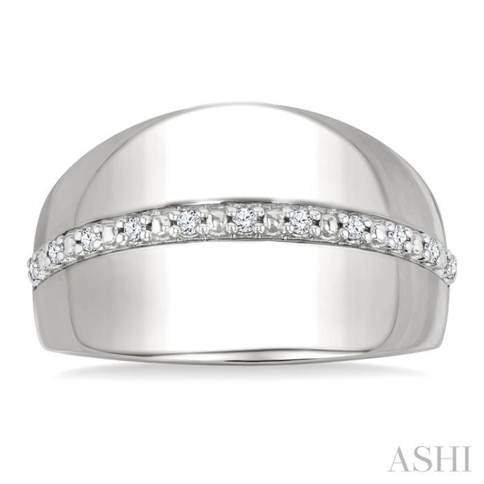 1/10 Ctw Bold Wide Center Round Cut Diamond Fashion Ring in Sterling Silver