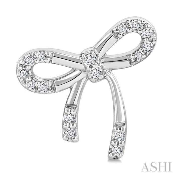 1/10 Ctw Bow Round Cut Diamond Fashion Earrings in Sterling Silver