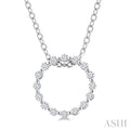 1/10 Ctw Circle Round Cut Diamond Pendant With Chain in Sterling Silver