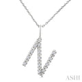 1/10 Ctw Initial 'N' Round Cut Diamond Fashion Pendant With Chain in Sterling Silver