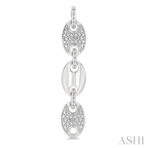 1/10 Ctw Mariner Link Round Cut Diamond Fashion Earrings in Sterling Silver