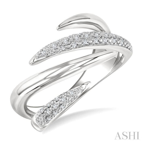 1/10 Ctw Open Center Claw Round Cut Diamond Bold Fashion Band in Sterling Silver