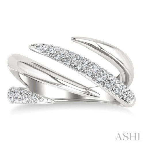 1/10 Ctw Open Center Claw Round Cut Diamond Bold Fashion Band in Sterling Silver