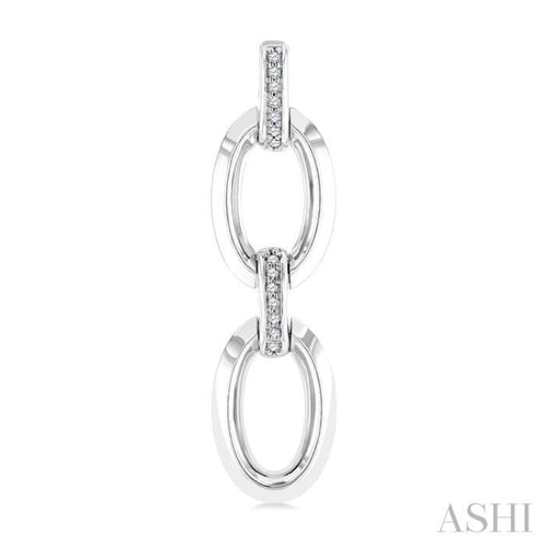 1/10 Ctw Oval Shape D-Link Round Cut Diamond Fashion Earrings in Sterling Silver