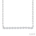 1/10 Ctw Petite Bar Round Cut Diamond Pendant With Chain in Sterling Silver