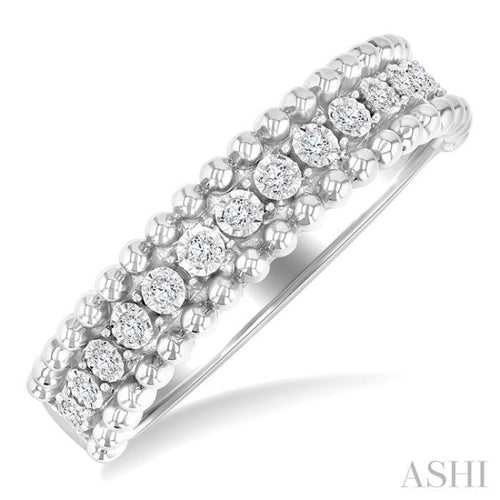 1/10 Ctw Round Cut Diamond Bold Bead Design Fashion Band in Sterling Silver