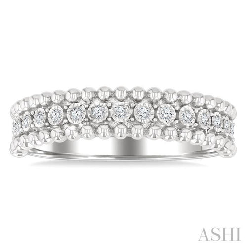 1/10 Ctw Round Cut Diamond Bold Bead Design Fashion Band in Sterling Silver