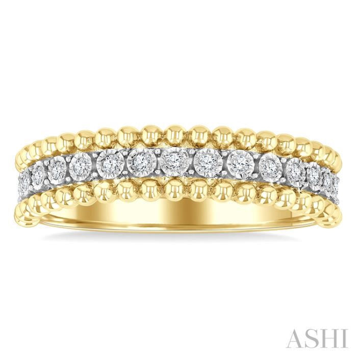 1/10 Ctw Round Cut Diamond Bold Bead Design Fashion Band in Yellow Gold Vermeil