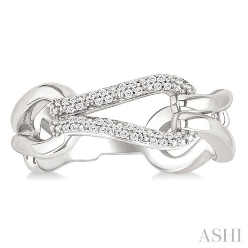 1/10 Ctw Round Cut Diamond Bold Knot Link Fashion Ring in Sterling Silver