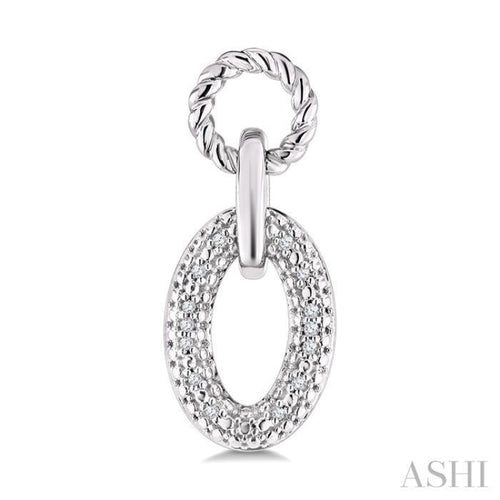1/10 Ctw Round Cut Diamond Bold Oval Shape Rope Link Earrings in Sterling Silver