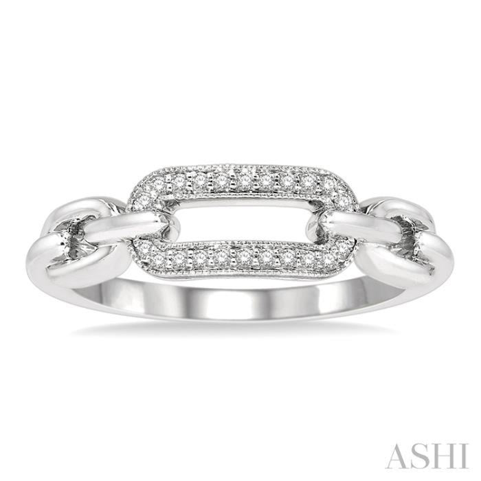 1/10 Ctw Round Cut Diamond Paperclip Ring in Sterling Silver