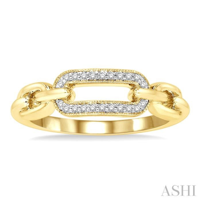 1/10 Ctw Round Cut Diamond Paperclip Ring in Yellow Gold Vermeil