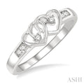 1/10 Ctw Round Cut Diamond Twin Heart Ring in Sterling Silver