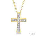 1/20 Ctw Cross Round Cut Diamond Fashion Pendant With Chain in Yellow Gold Vermeil
