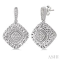 1/20 Ctw Cushion Shape Round Cut Diamond Earrings in Sterling Silver