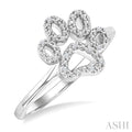 1/20 Ctw Dog Paw Round Cut Diamond Fashion Ring in Sterling Silver