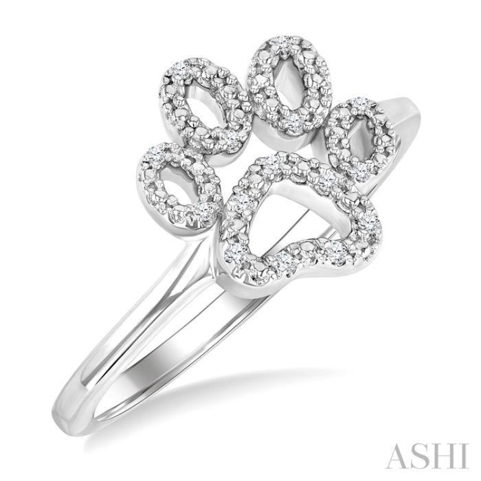 1/20 Ctw Dog Paw Round Cut Diamond Fashion Ring in Sterling Silver