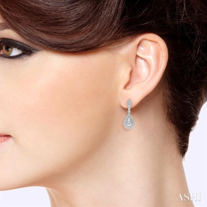 1/20 Ctw Pear Shape Round Cut Diamond Earrings in Sterling Silver