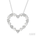 1/20 Ctw Puffed Heart Plain and Round Cut Diamond Fashion Pendant With Chain in Sterling Silver