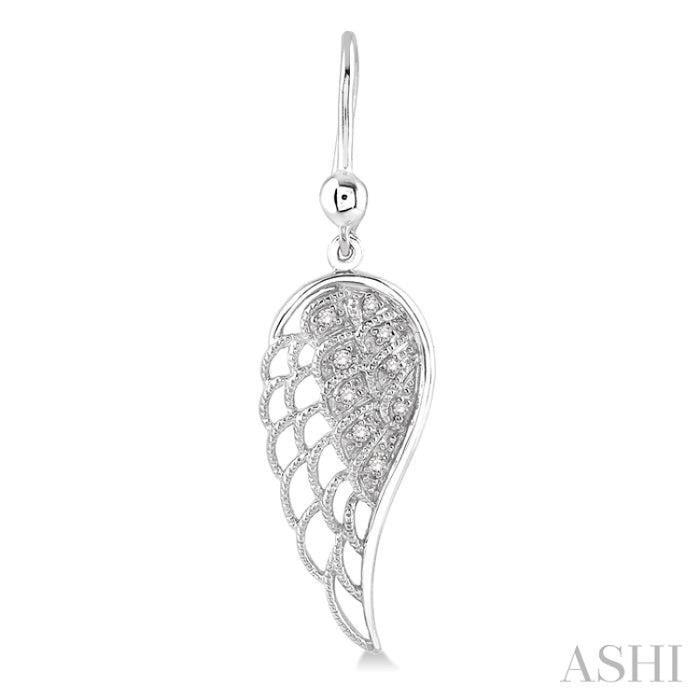 1/20 Ctw Round Cut Diamond Angel Wings Diamond Earrings in Sterling Silver