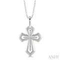 1/20 Ctw Round Cut Diamond Cross Pendant with Chain in Sterling Silver