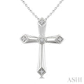 1/20 Ctw Round Cut Diamond Fashion Cross Pendant With Chain in Sterling Silver