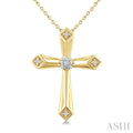 1/20 Ctw Round Cut Diamond Fashion Cross Pendant With Chain in Yellow Gold Vermeil