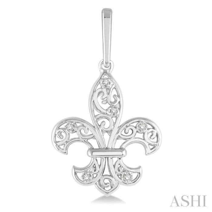 1/20 Ctw Round Cut Diamond Fleur De Lis Earrings in Sterling Silver