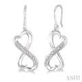 1/50 Ctw Heart Shape Round Cut Diamond Infinity Earrings in Sterling Silver