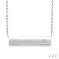 1/50 Ctw Horizontal Bar Round Cut Diamond Fashion Pendant With Chain in Sterling Silver