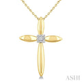 1/50 Ctw Single Cut Diamond Fashion Cross Pendant With Chain in Yellow Gold Vermeil