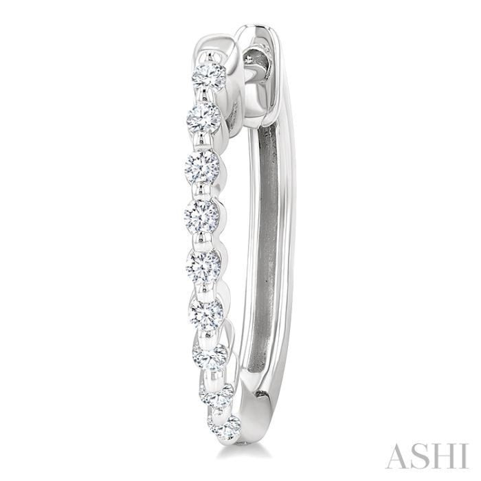 1/6 Ctw Petite Shared Prong Round Cut Diamond Hoop Earrings in Sterling Silver