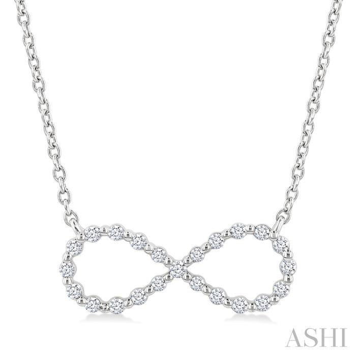 1/8 Ctw Petite Infinity Round Cut Diamond Fashion Pendant With Chain in Sterling Silver