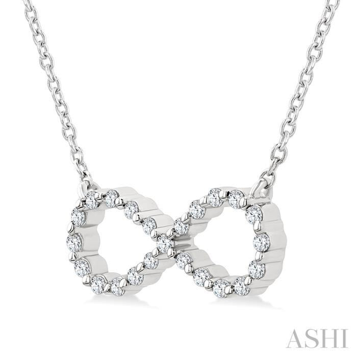1/8 Ctw Petite Infinity Round Cut Diamond Fashion Pendant With Chain in Sterling Silver