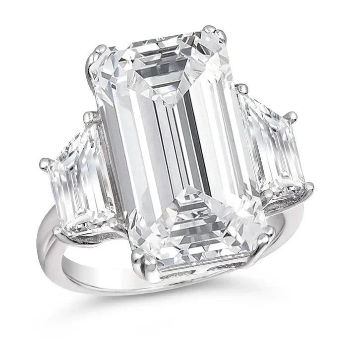 3 Stone White Topaz Ring