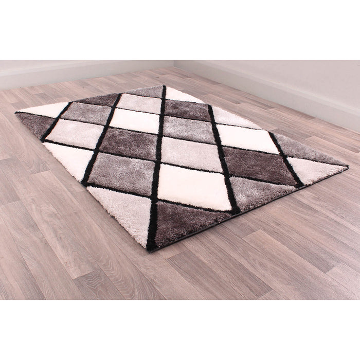 Ultimate Home Living 3D Carved Diamond Grey Rug