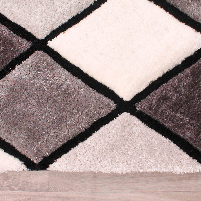 Ultimate Home Living 3D Carved Diamond Grey Rug