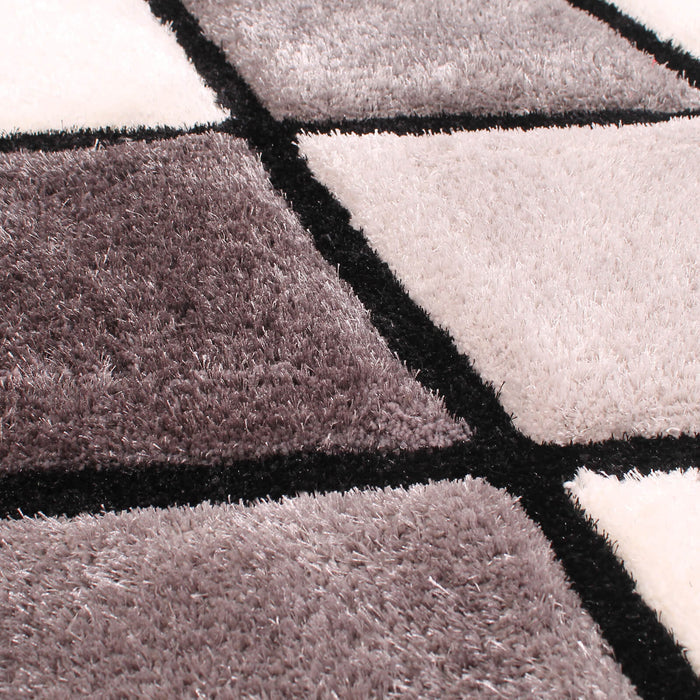 Ultimate Home Living 3D Carved Diamond Grey Rug