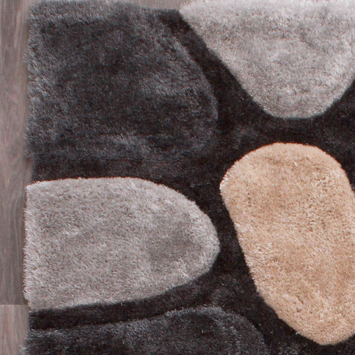 Ultimate Home Living 3D Carved Stepping Stones Grey Rug