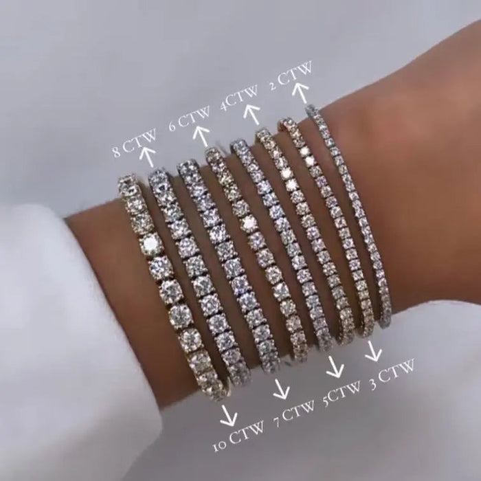 4 Carat Straight Line Tennis Bracelet in Yellow Gold