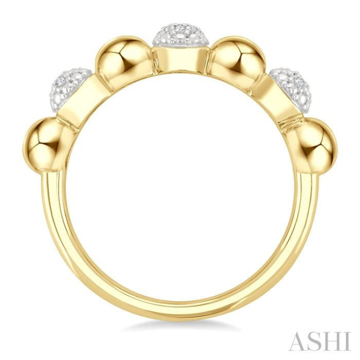 4 MM Bold Bead and 1/20 Ctw Round Cut Diamond Fashion Ring in Yellow Gold Vermeil