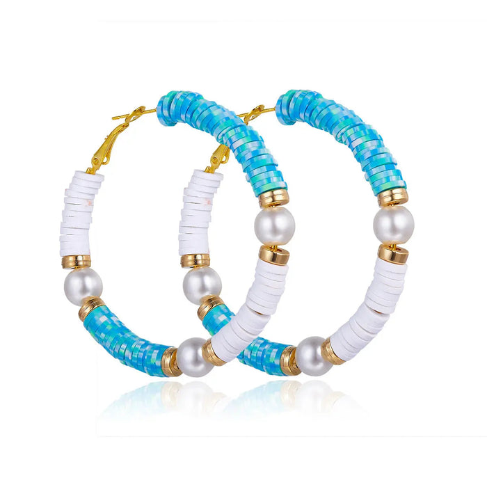 Aqua Pearl Hoops