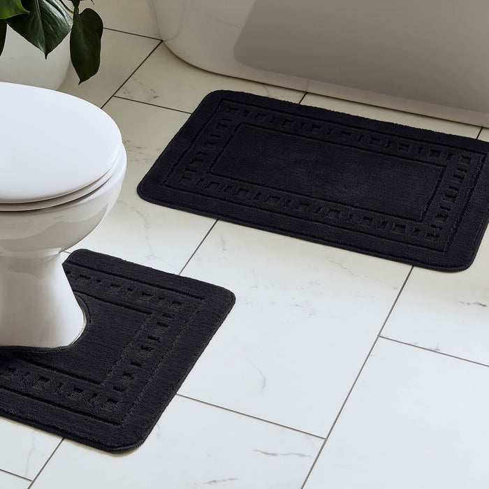 Armoni Bath Mat and Pedestal Mat Set Black
