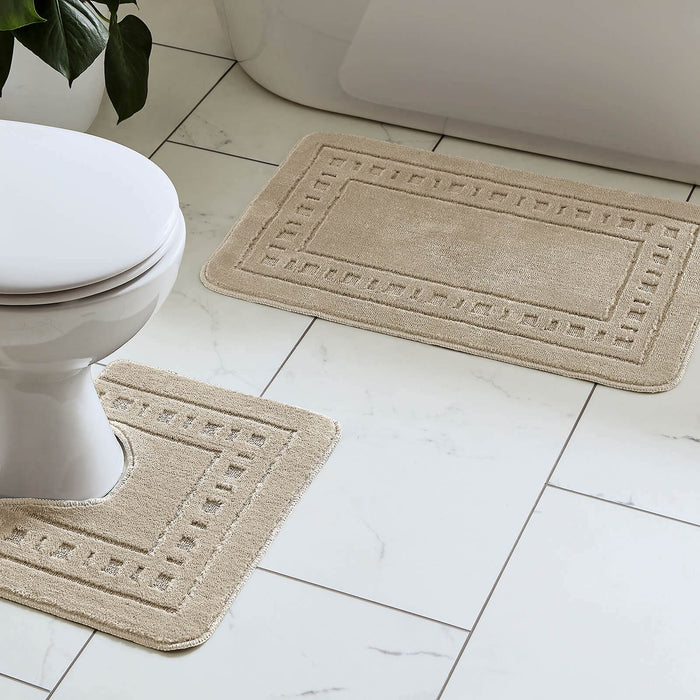 Armoni Bath Mat and Pedestal Mat Set Natural