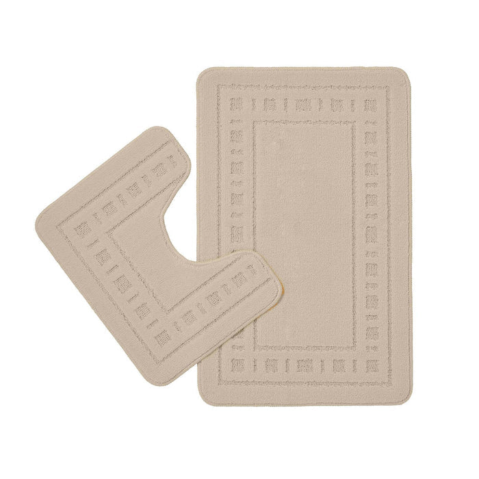 Armoni Bath Mat and Pedestal Mat Set Natural