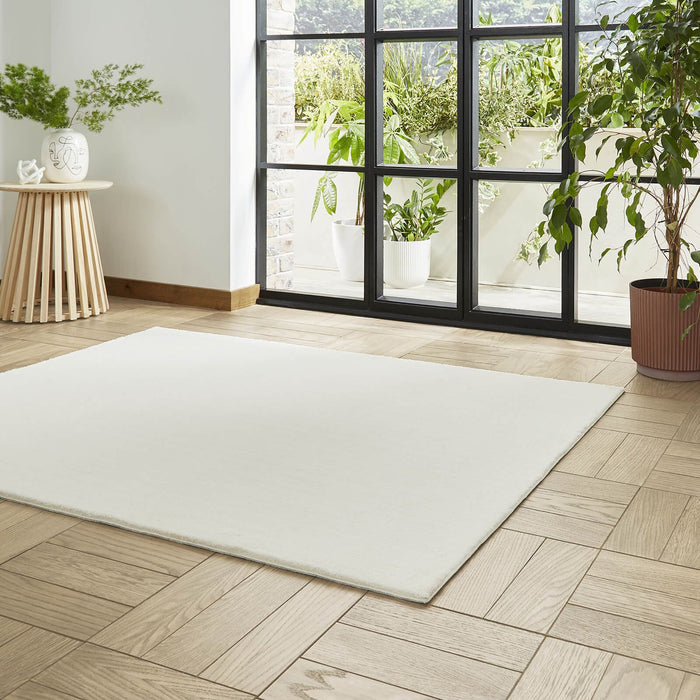 Bay Ivory Plain Shaggy Washable Rug