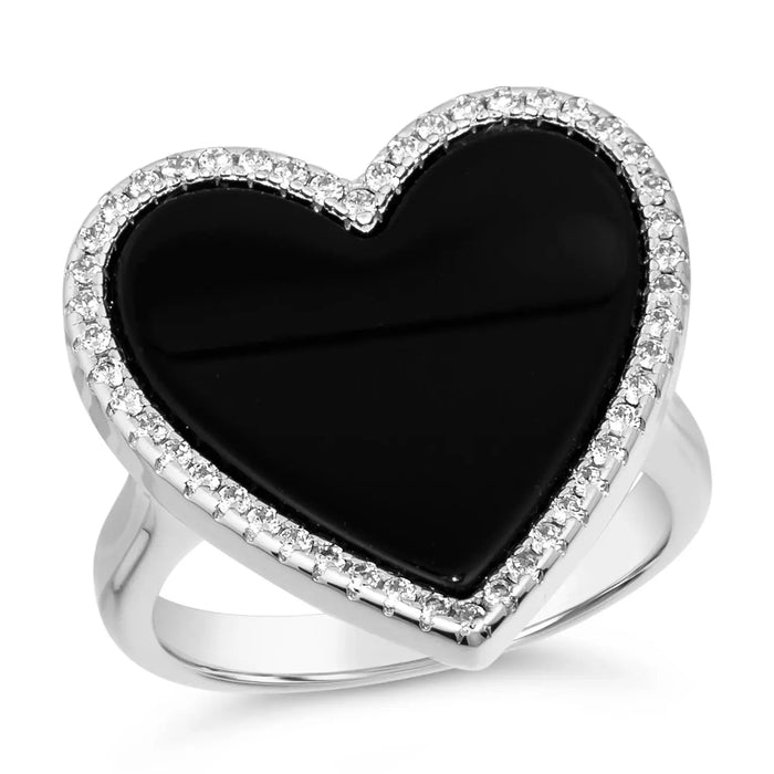 Black Onyx Heart Shaped Ring