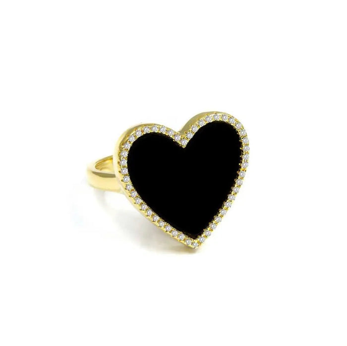 Black Onyx Heart Shaped Ring